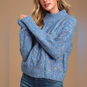 Lulu’s Blue Chinky Cable Knit Sweater